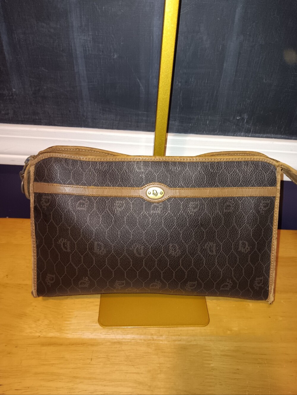 Christian Dior Vintage Honeycomb Canvas Clutch Bag